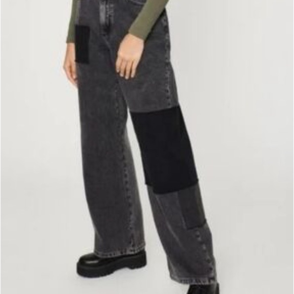Garage Black Patchwork Straight-Leg Jeans